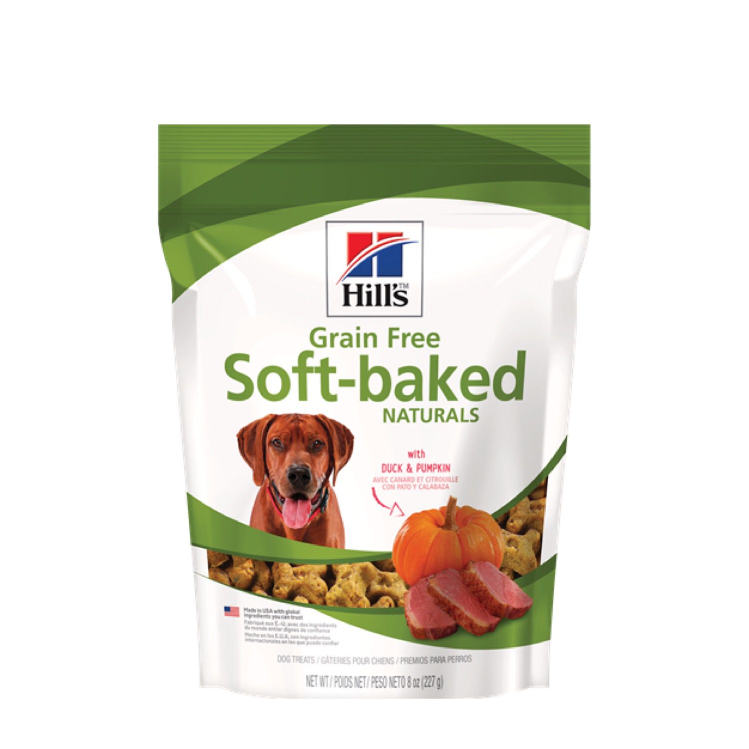 Grain free soft baked naturals dog treats with duck and pumpkin