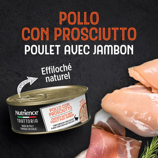 Nourriture humide Trattoria avec poulet et jambon pour chats, 70 g Image NaN