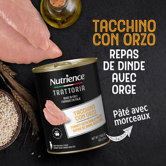 Repas Trattoria de dinde avec orge pour chiens, 400 g Image NaN