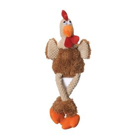 Durable rooster dog toy with Patented "Chew Guard" technology