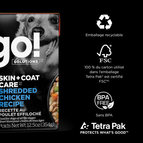 Recette « Skin + Coat Care » au poulet effiloché avec grains pour chiens, 354 g Image NaN