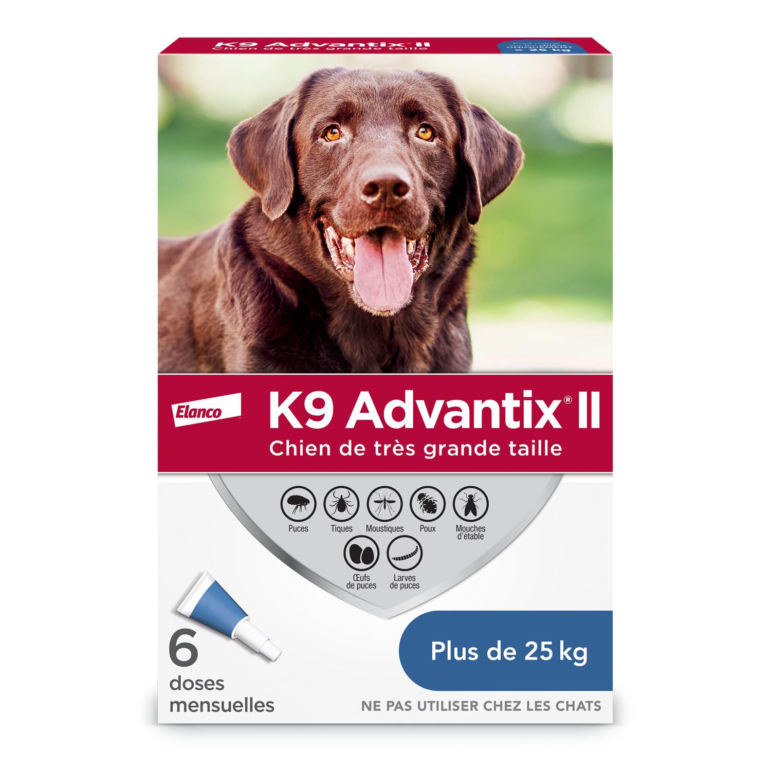 Topical Flea and Tick Protection for Dog 25 kg 6 Pack K9 Advantix II Mondou