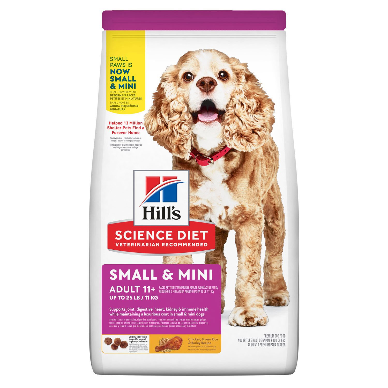 Hill s Science Diet Adult 11 Small Paws Chicken Meal Barley Brown Rice Dry Dog Food 4.5 lb