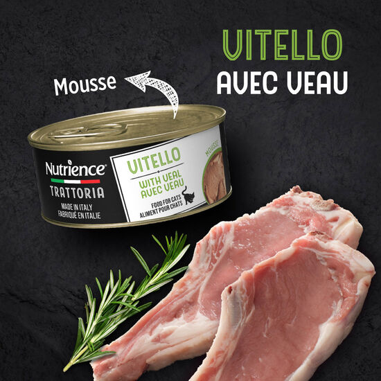 Nourriture humide Trattoria avec veau pour chats, 85 g Image NaN