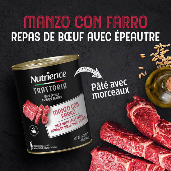 Repas Trattoria de bœuf avec épeautre pour chiens, 400 g Image NaN