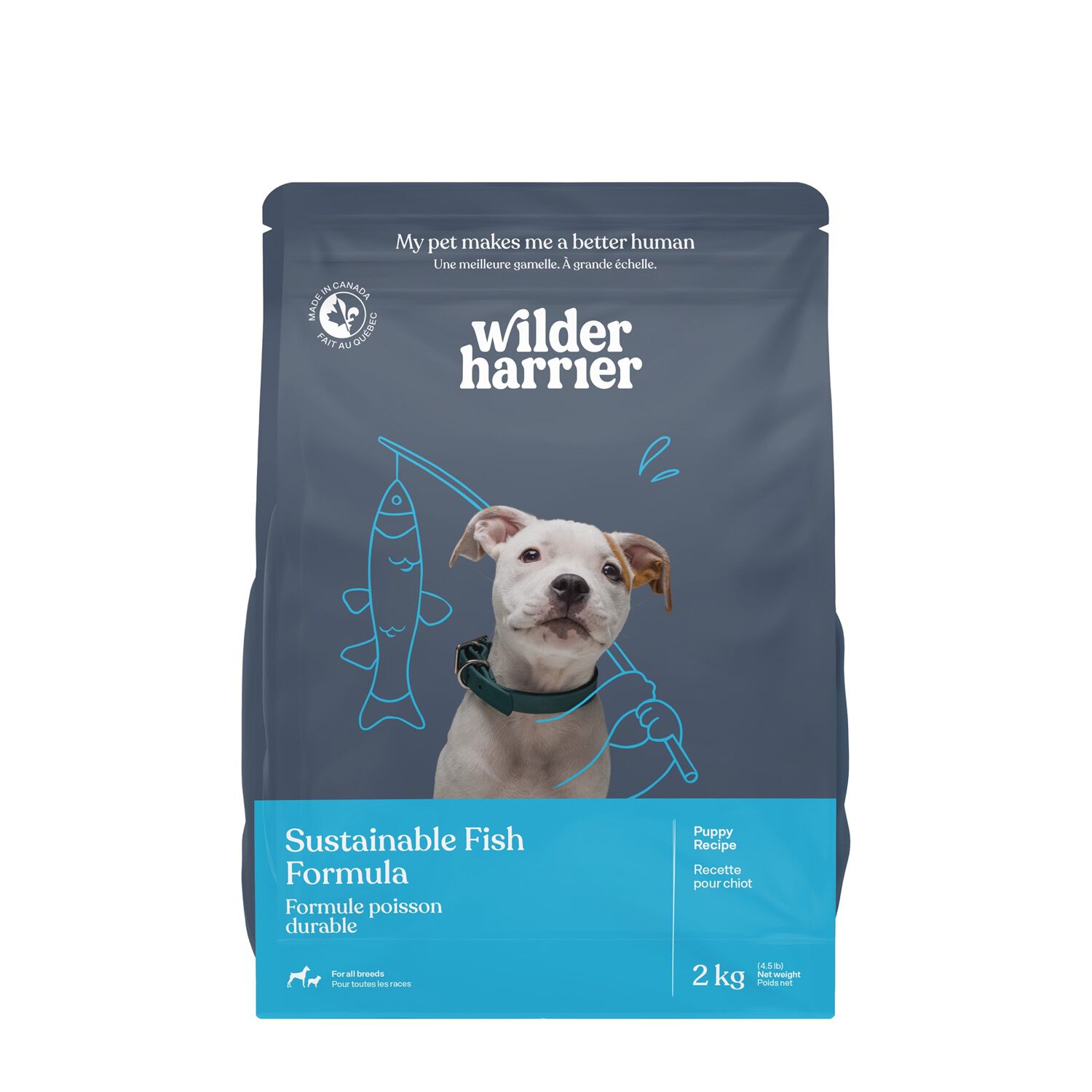 Dry puppy food sustainable fish recipe Wilder Harrier Mondou