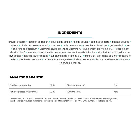 Carnivore Chicken, Turkey and Duck Stew for Dogs, 354 g Image NaN