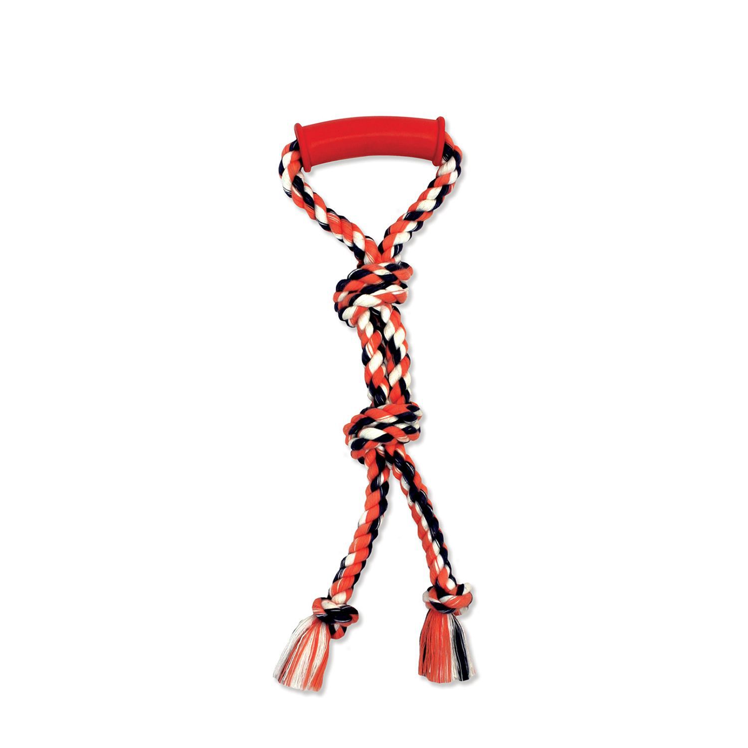 Knotted rope with dental floss for dogs red