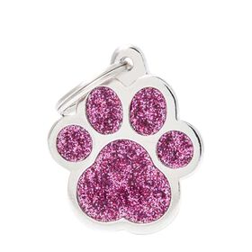 Shine "Big Paw Pink Glitter" ID Tag